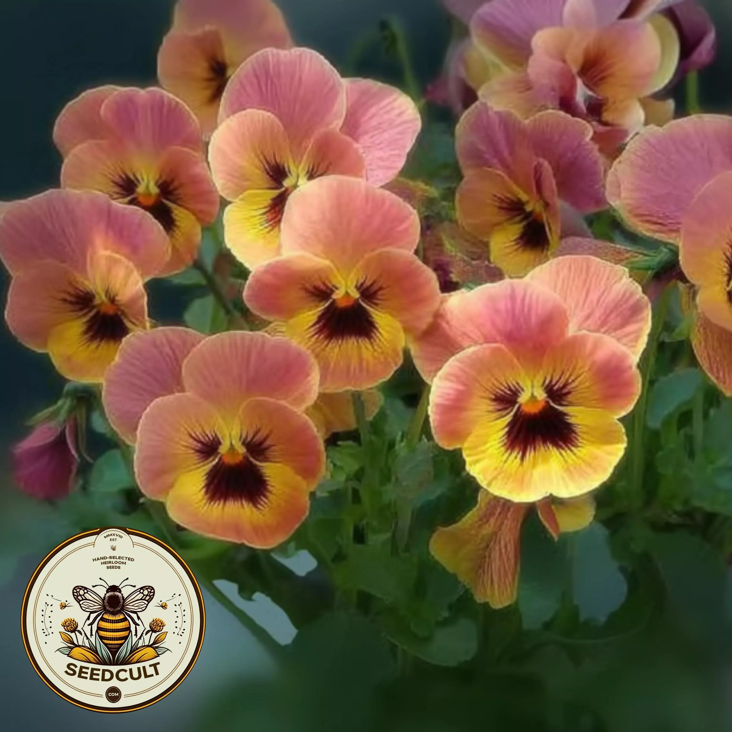 NEW! Rare Peachy Pandora's Box Pansy Seeds, Viola x wittrockiana VL3920