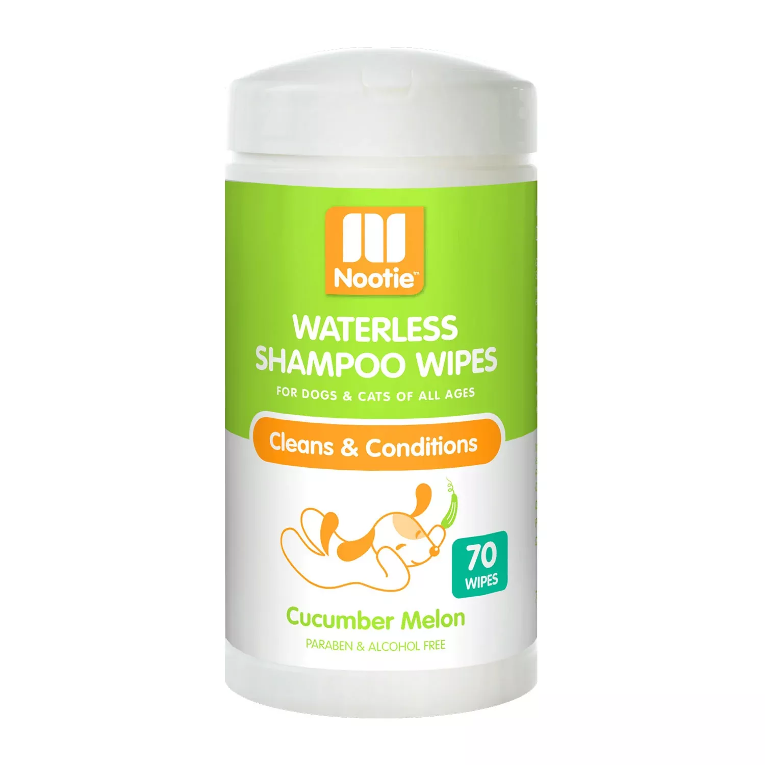 Nootie Waterless Shampoo Wipes, Cucumber Melon 70 Count