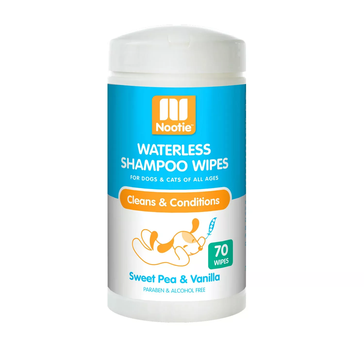 Nootie Waterless Shampoo Wipes, Sweet Pea & Vanilla 70 Count