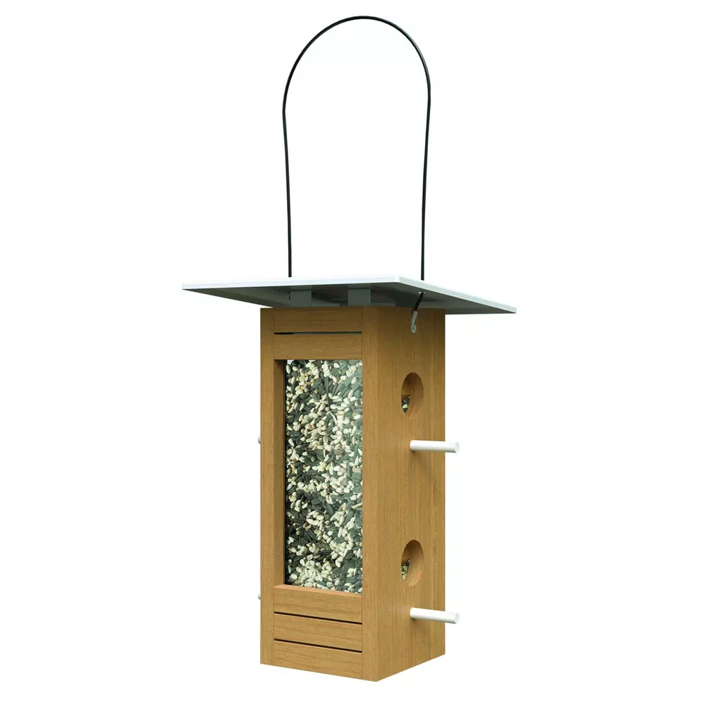 Nordic, Tall Hopper Feeder, Teak/White