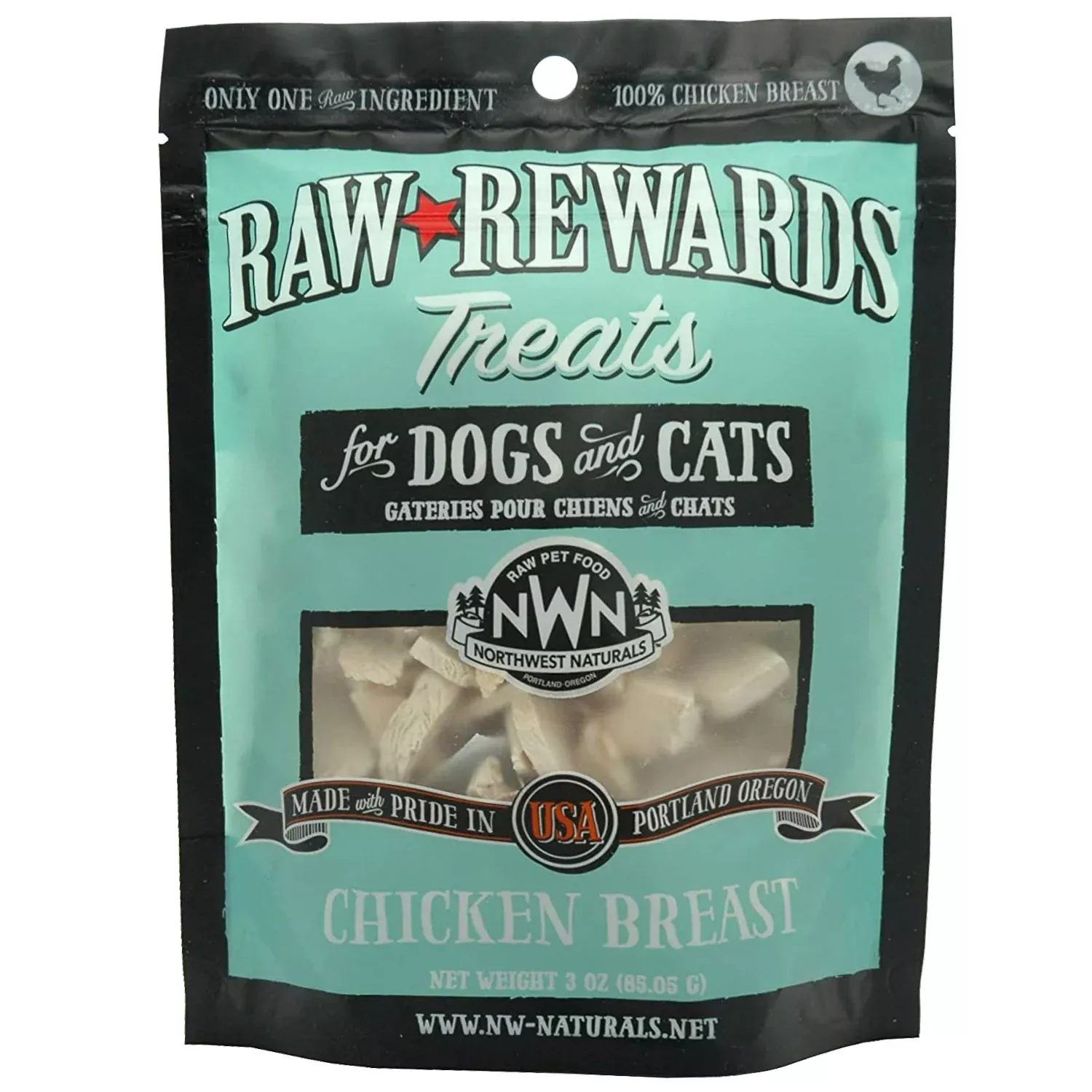 Northwest Naturals Raw Rewards Dog & Cat Treats, Freeze-Dried Chicken Breast, 3 oz.