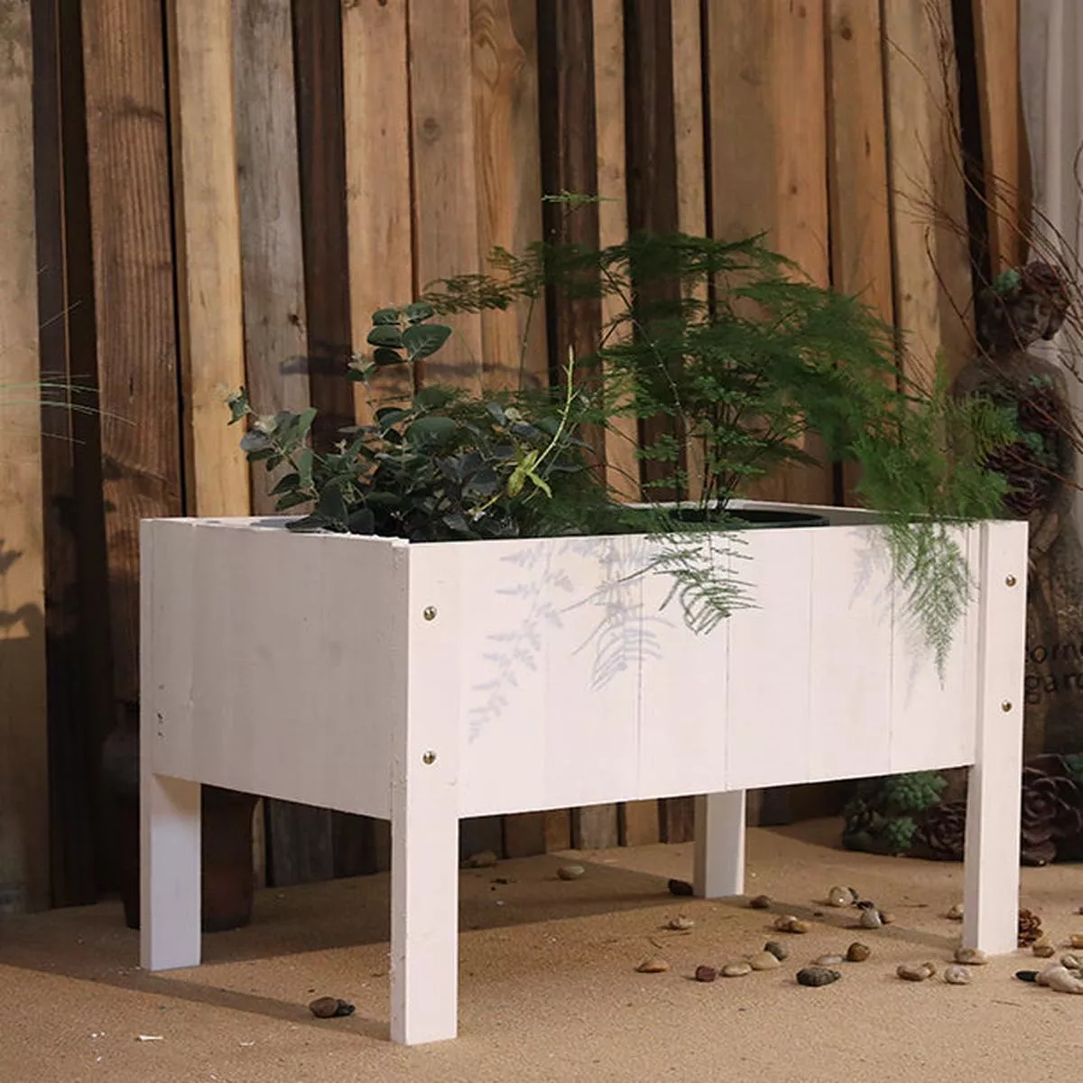 Outdoor Rectangular high-leg Planting Box – Length 70x width 40x height 45cm (four legs) | Dark green