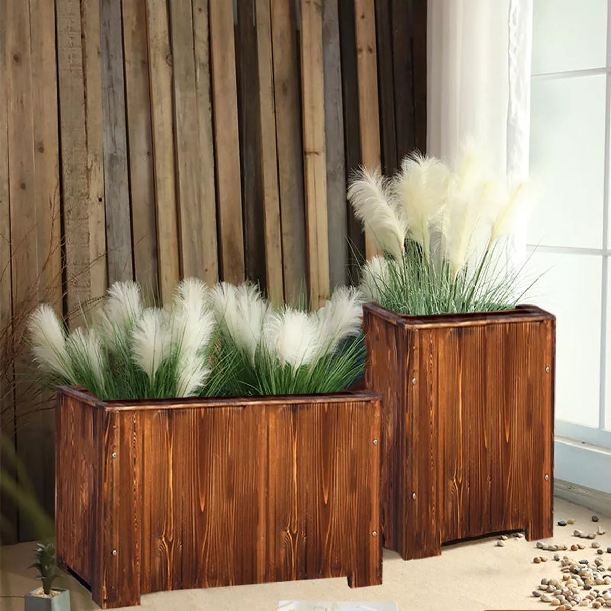 Outdoor Wood Flower Box – Length 100x width 30x height 30cm | Brown