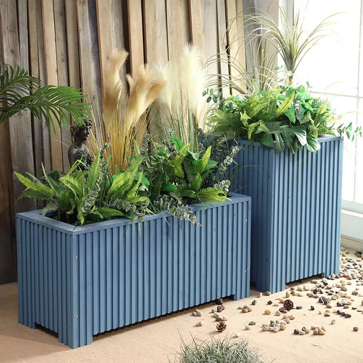 Outdoor Wood Flower Box – Length 120x width 50x height 50cm | Upgraded Blue