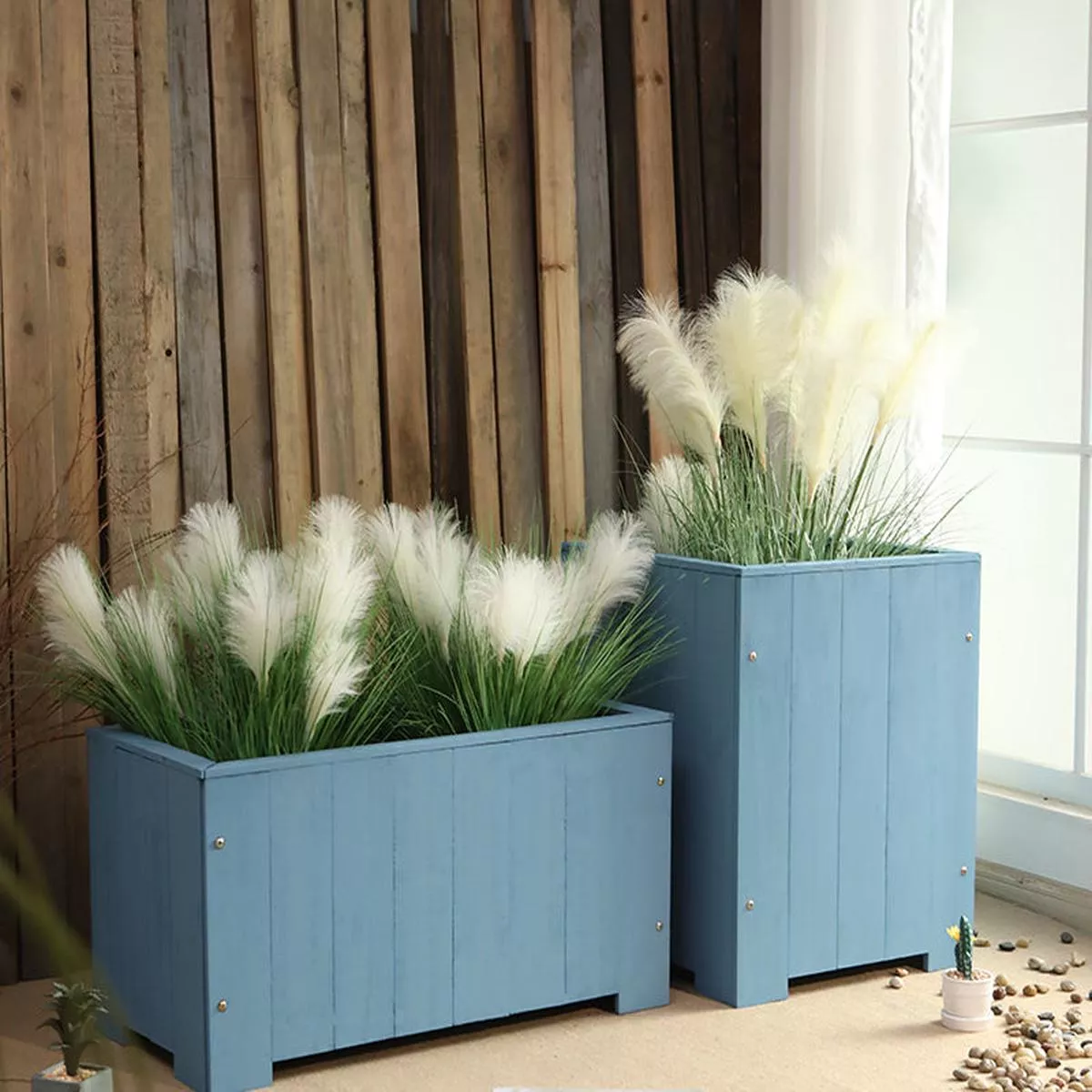 Outdoor Wood Flower Box – Length 30x width 30x height 30cm | Blue