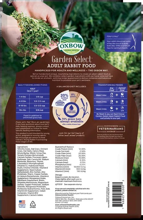 Oxbow Garden Select Adult Rabbit Food