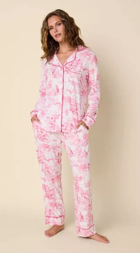 Palm Grove Toile Pima Knit Long-Sleeved Pajama