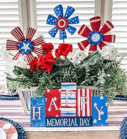 Patriotic Ribbon Flower Picks