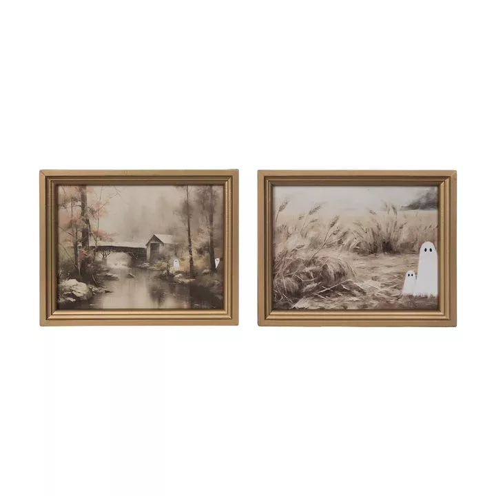 Peeking Autumn Ghosties Framed Wall Art