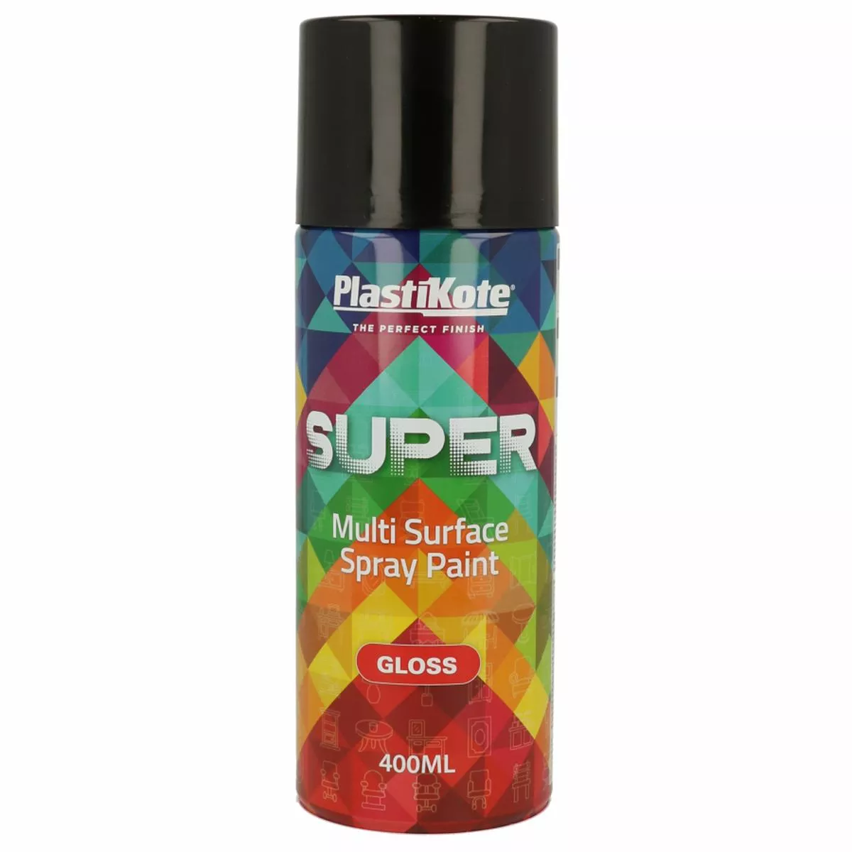 PlastiKote SUPER Spray Paint | Black | 400ml | Gloss Finish