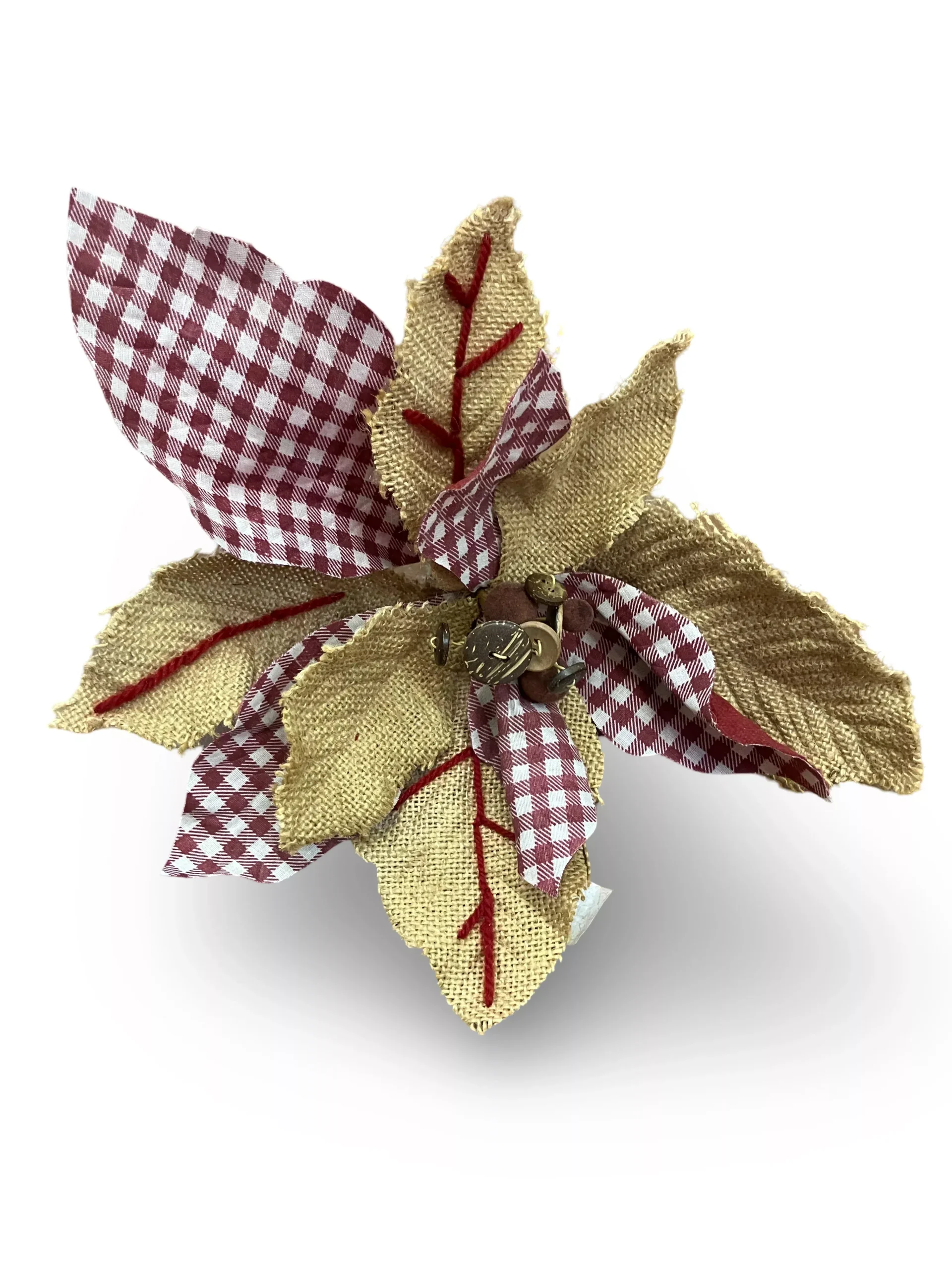 Poinsetta Burlap Pick