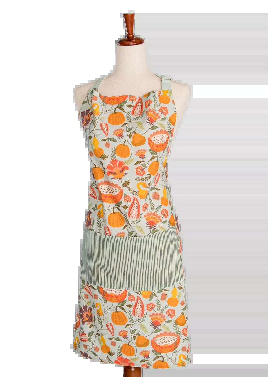 Pumpkin Garden Cotton Apron – Autumn Harvest Design