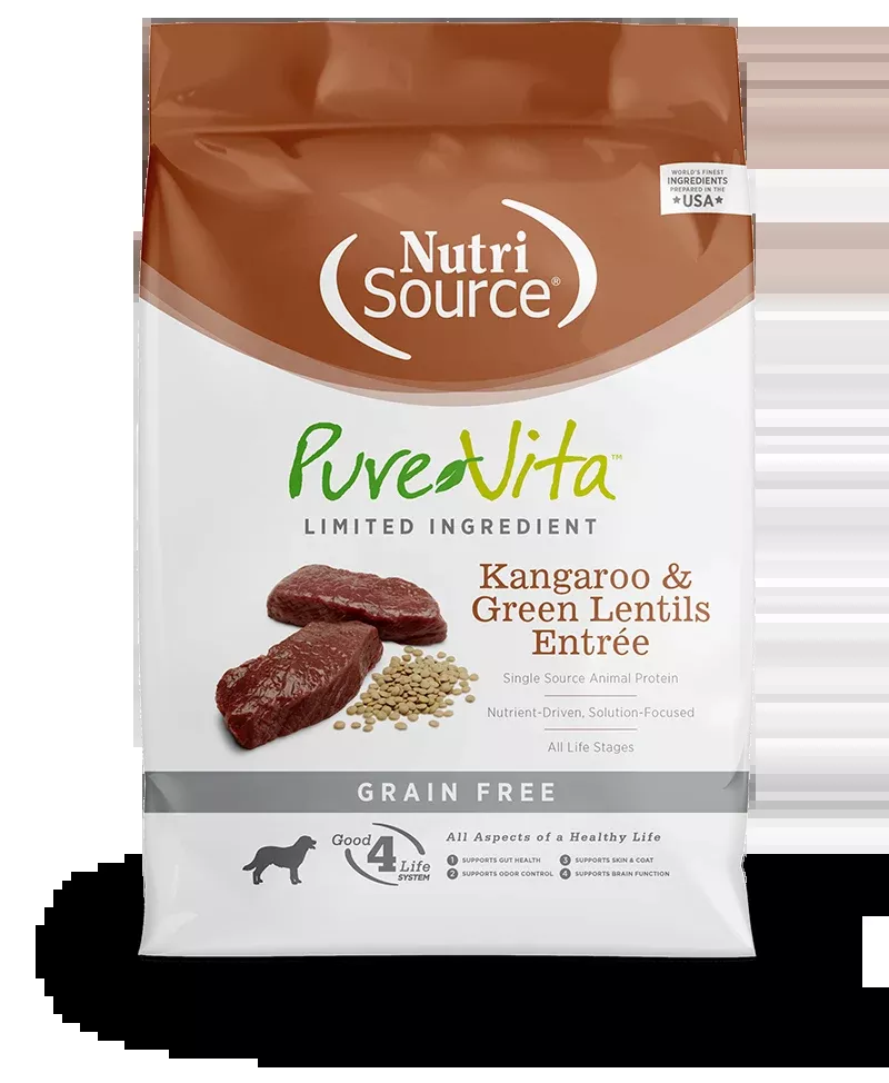PureVita Kangaroo & Green Lentils Grain-Free Dog Food, 25 LB