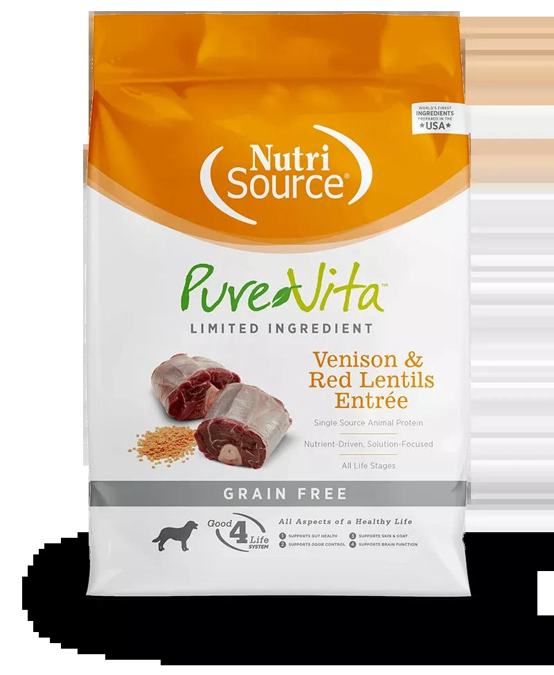 PureVita Venison & Red Lentils Entrée Grain-Free Dog Food, 15 LB