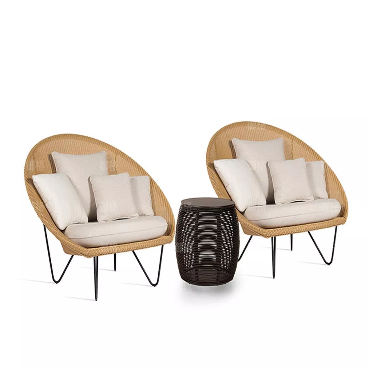 Rattan Small Sofa Couch – 2 couch with aluminum surface coffee table
