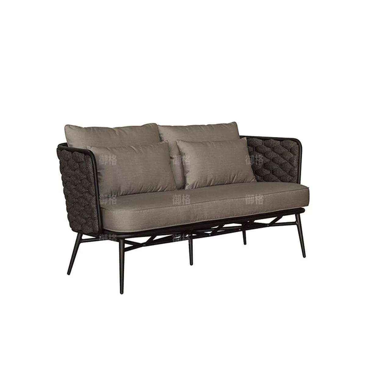 Rattan Sofa and Chair with Teak Tea Table – Double sofa
