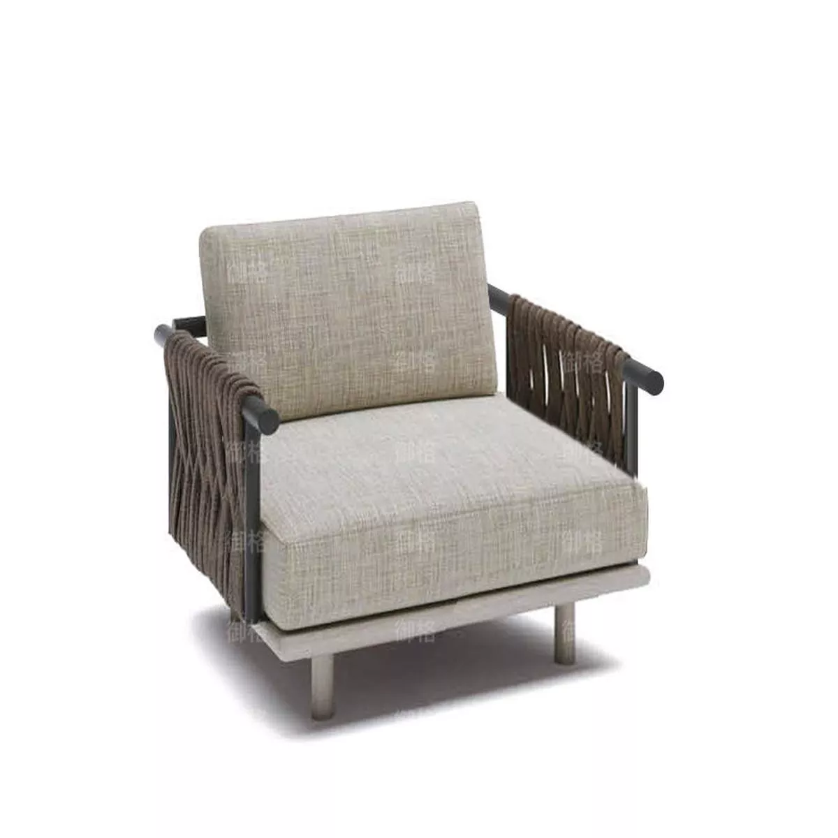 Rattan Solid Wood Chair Combination – Single sofa