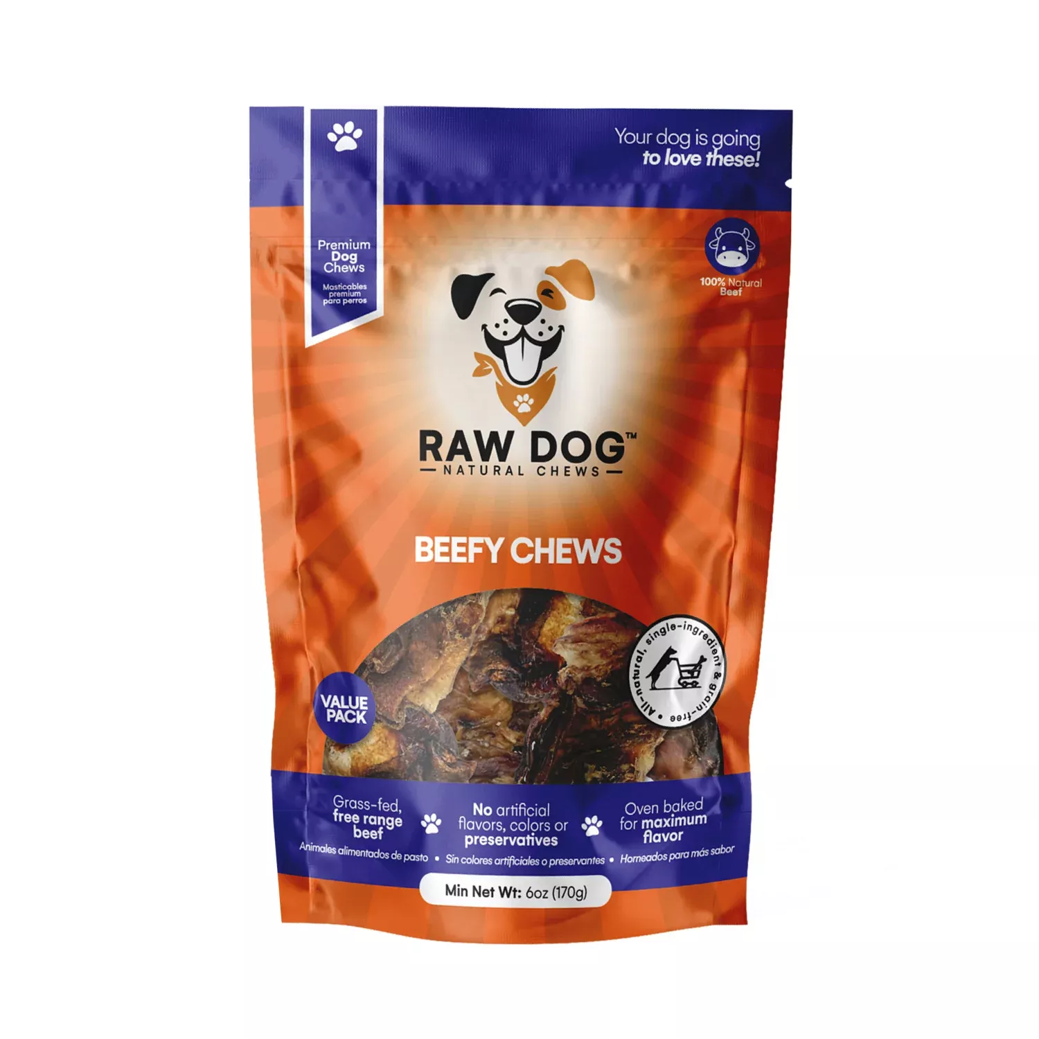 Raw Dog Natural Chews Beefy Chews, 6 oz. Bag