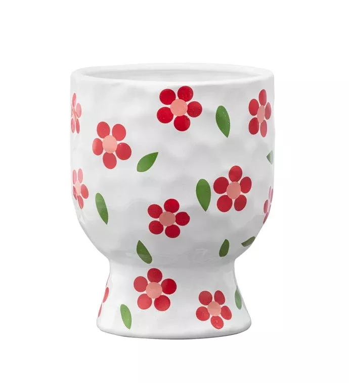 Red & White Flower Planter With Base | Large | Napco