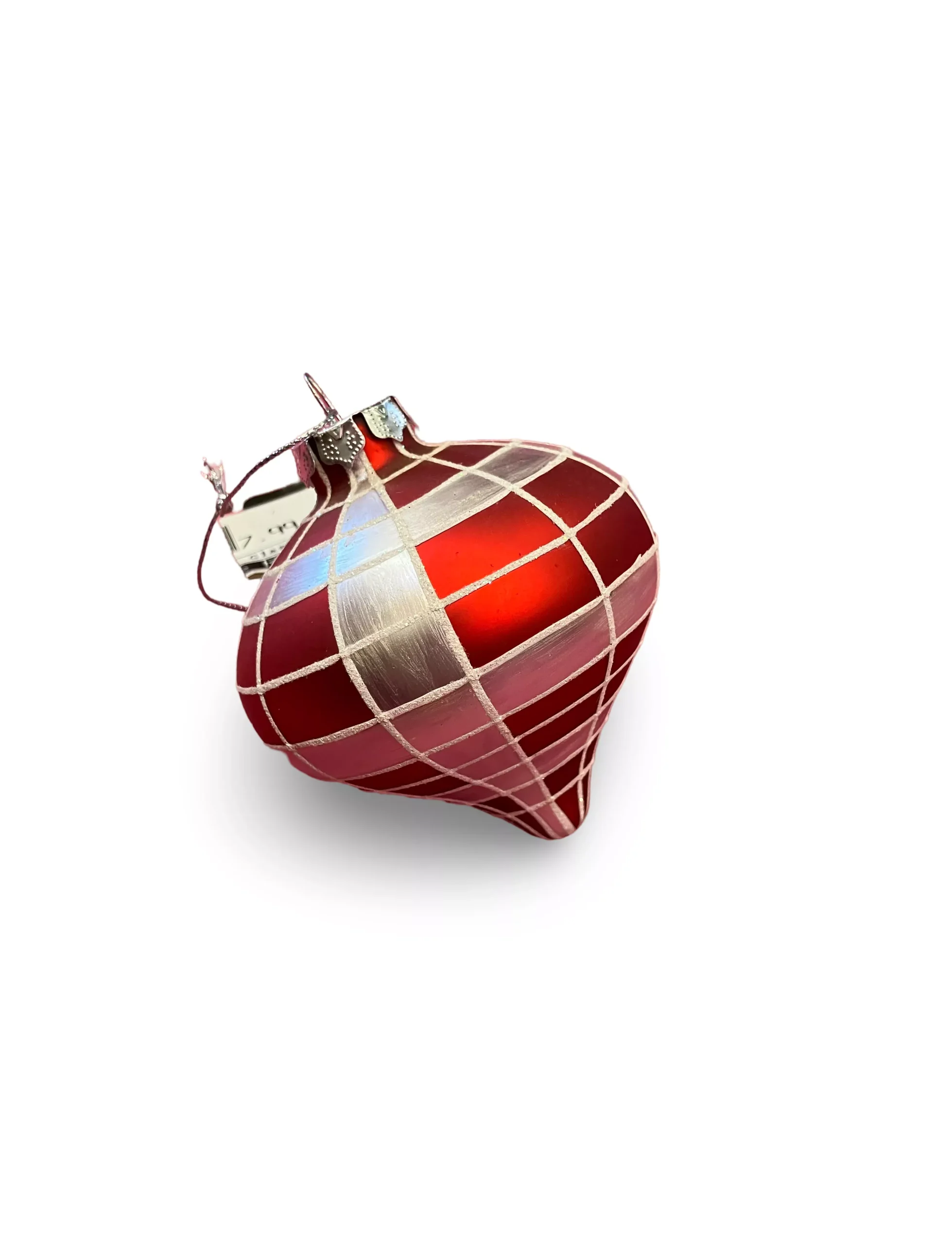 Red and White Plaid Drop Ornament