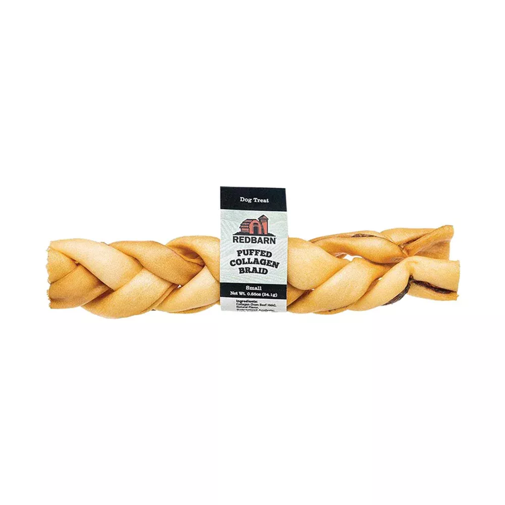 Redbarn, Ground Fed Collagen Puffed Braid, 12"