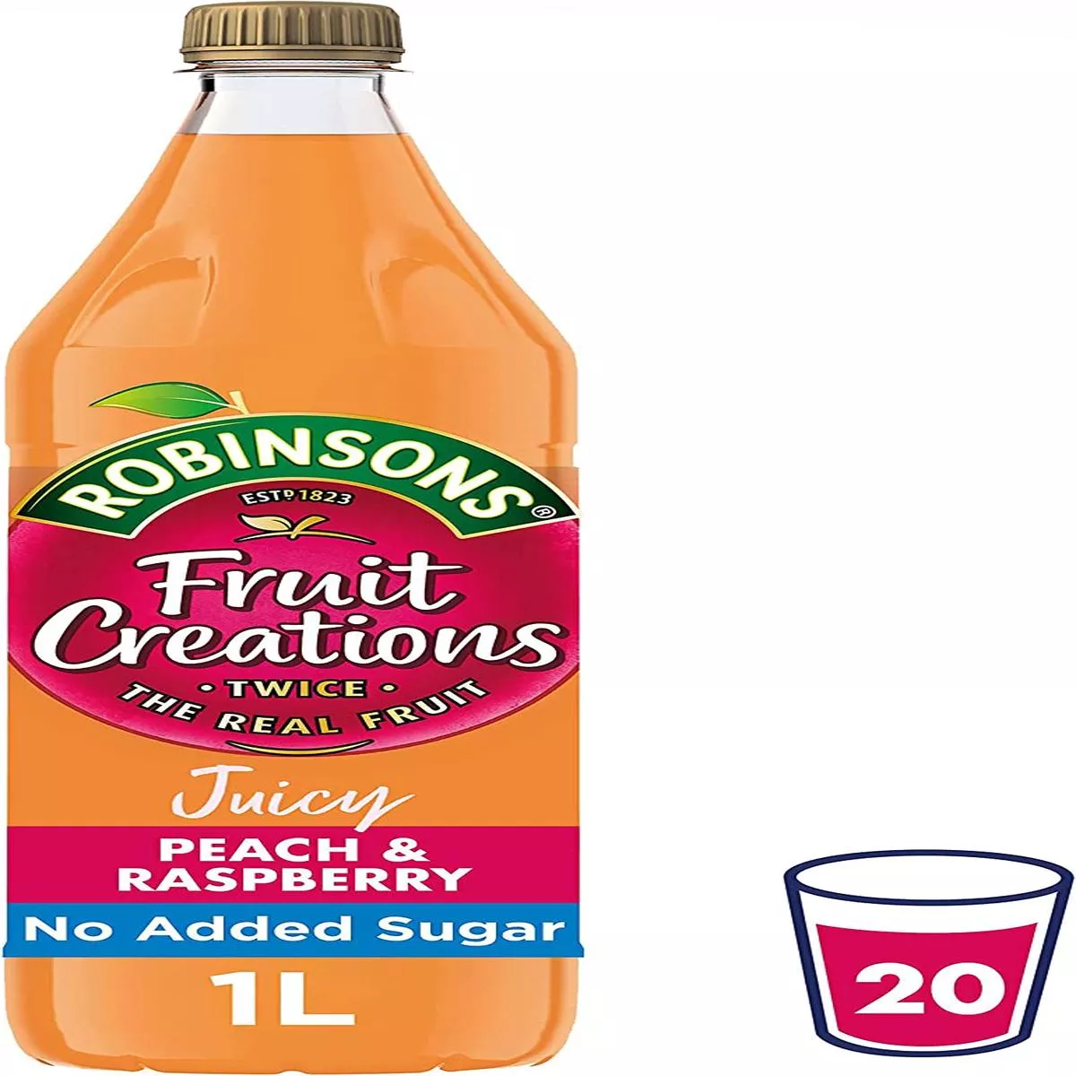 Robinsons Fruit Creations Peach & Raspberry Squash 1 Litre No Added Sugar – 1