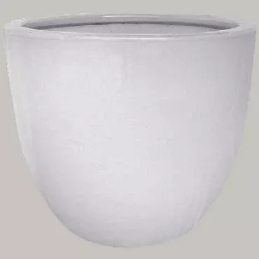 Round Egg Ceramic Planter, White, 12 in.