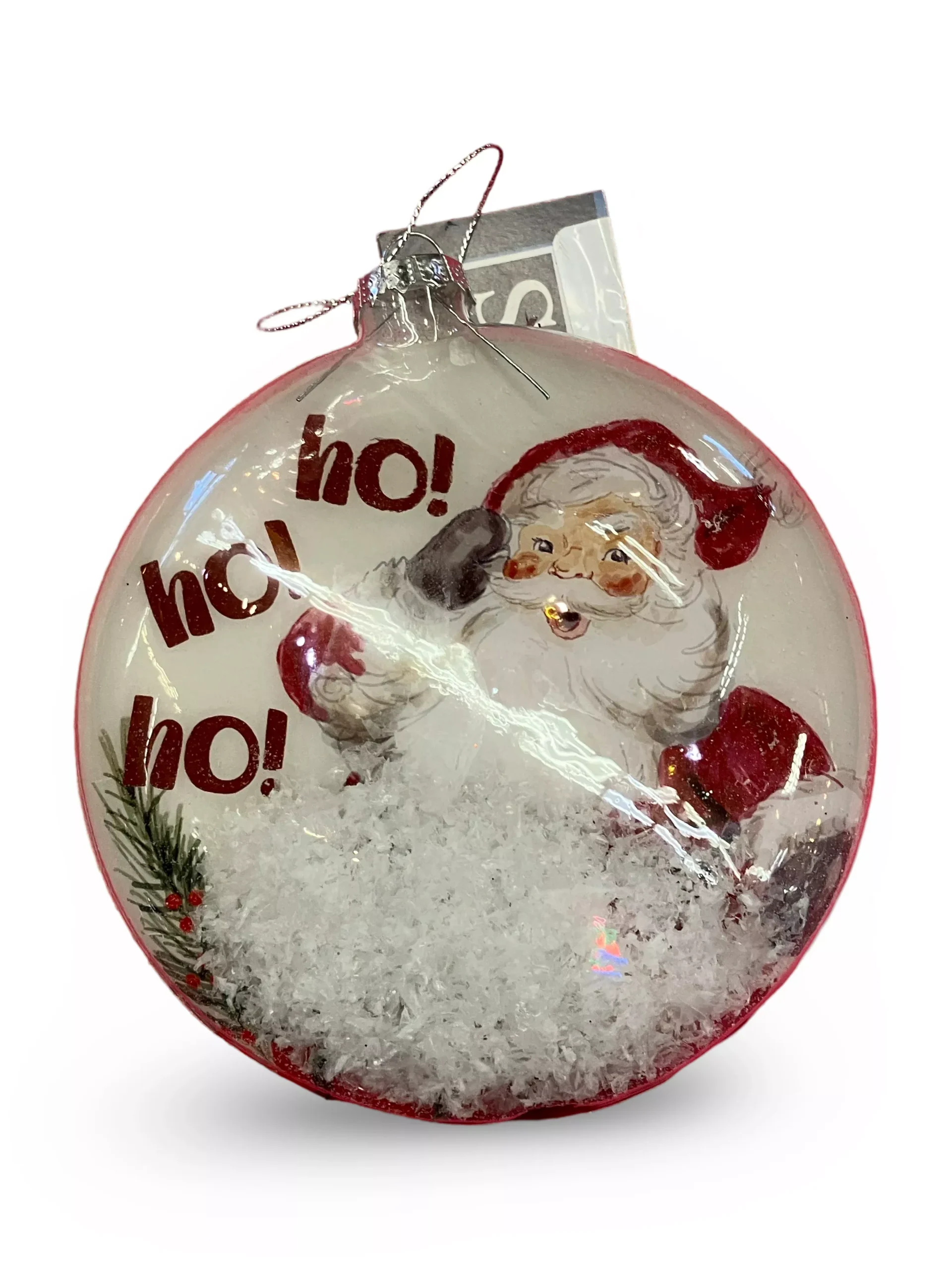 Round Glass Santa Ornament LG