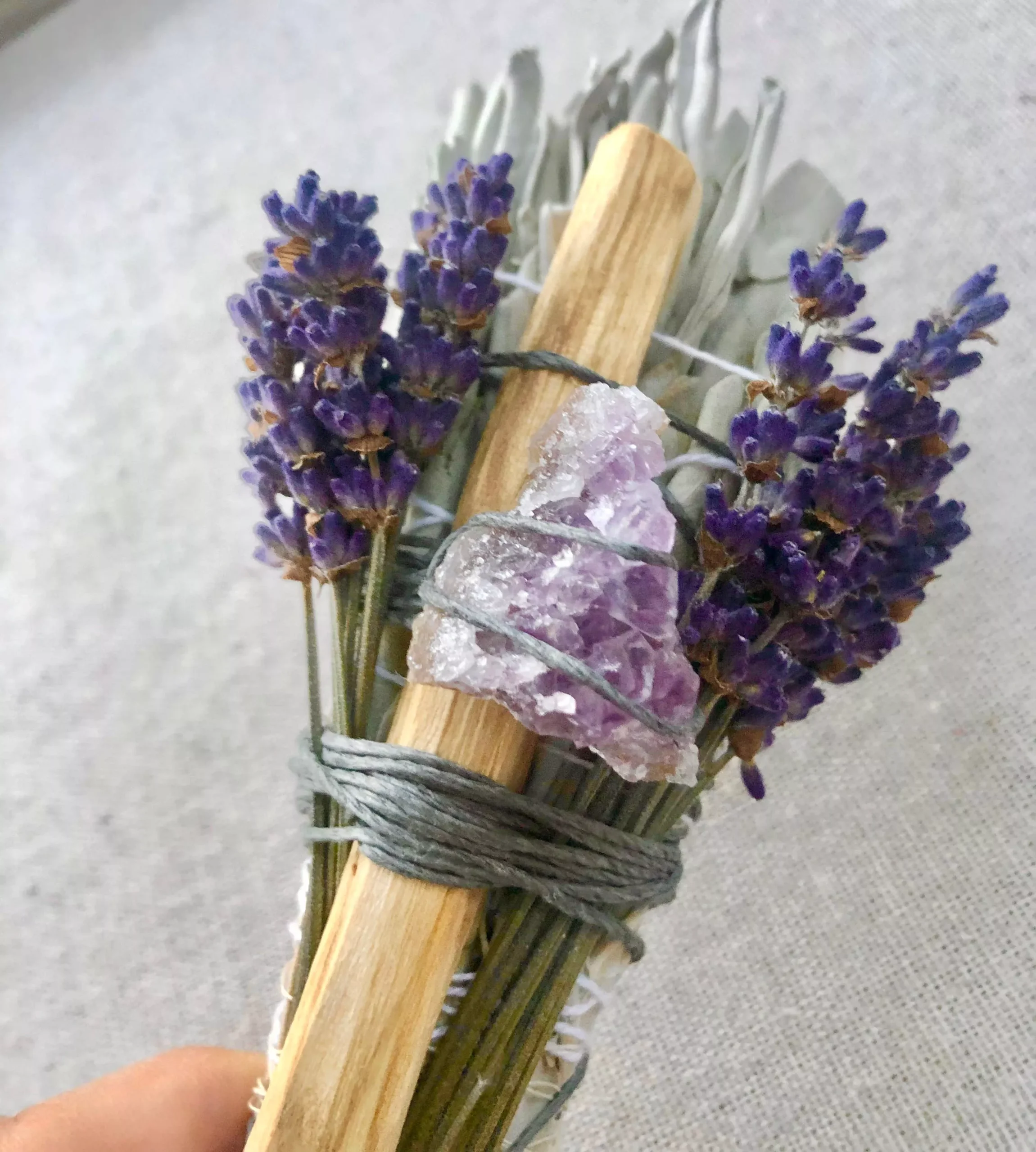 Sage Palo Santo Lavender & Crystal Smudge Wand