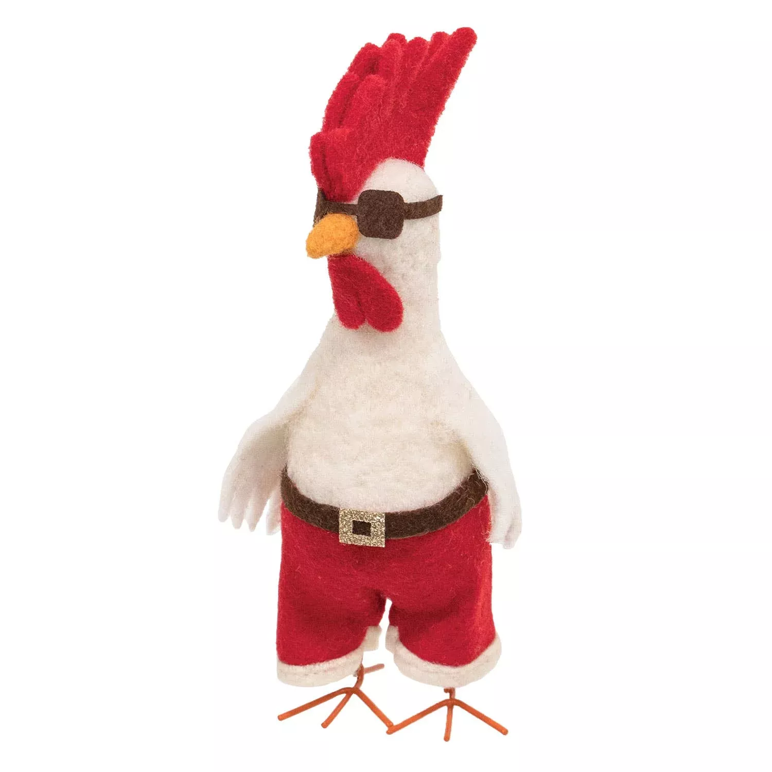Santa Chicken Christmas Felted Ornament