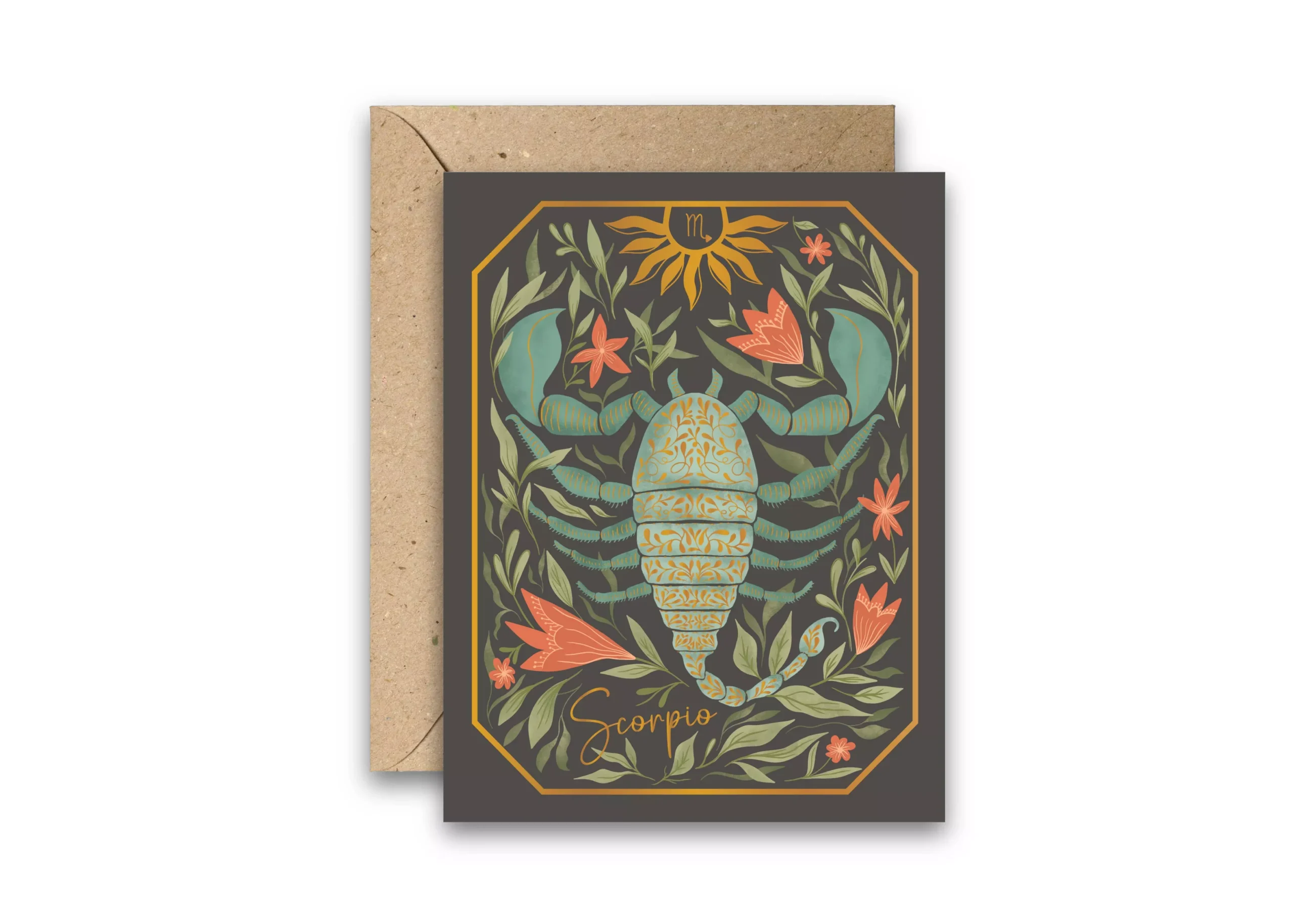 The Scorpio Zodiac Garden Gold Foil Greeting Card