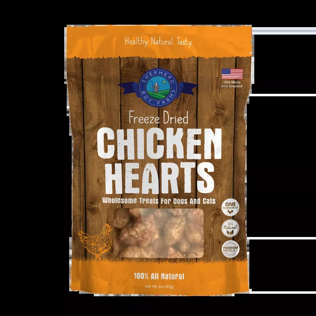 Shepherd Boy Freeze Dried Chicken Heart, 3oz.