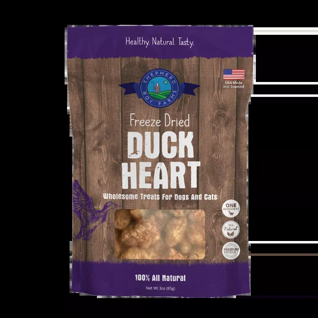 Shepherd Boy Freeze Dried Duck Heart, 3oz.