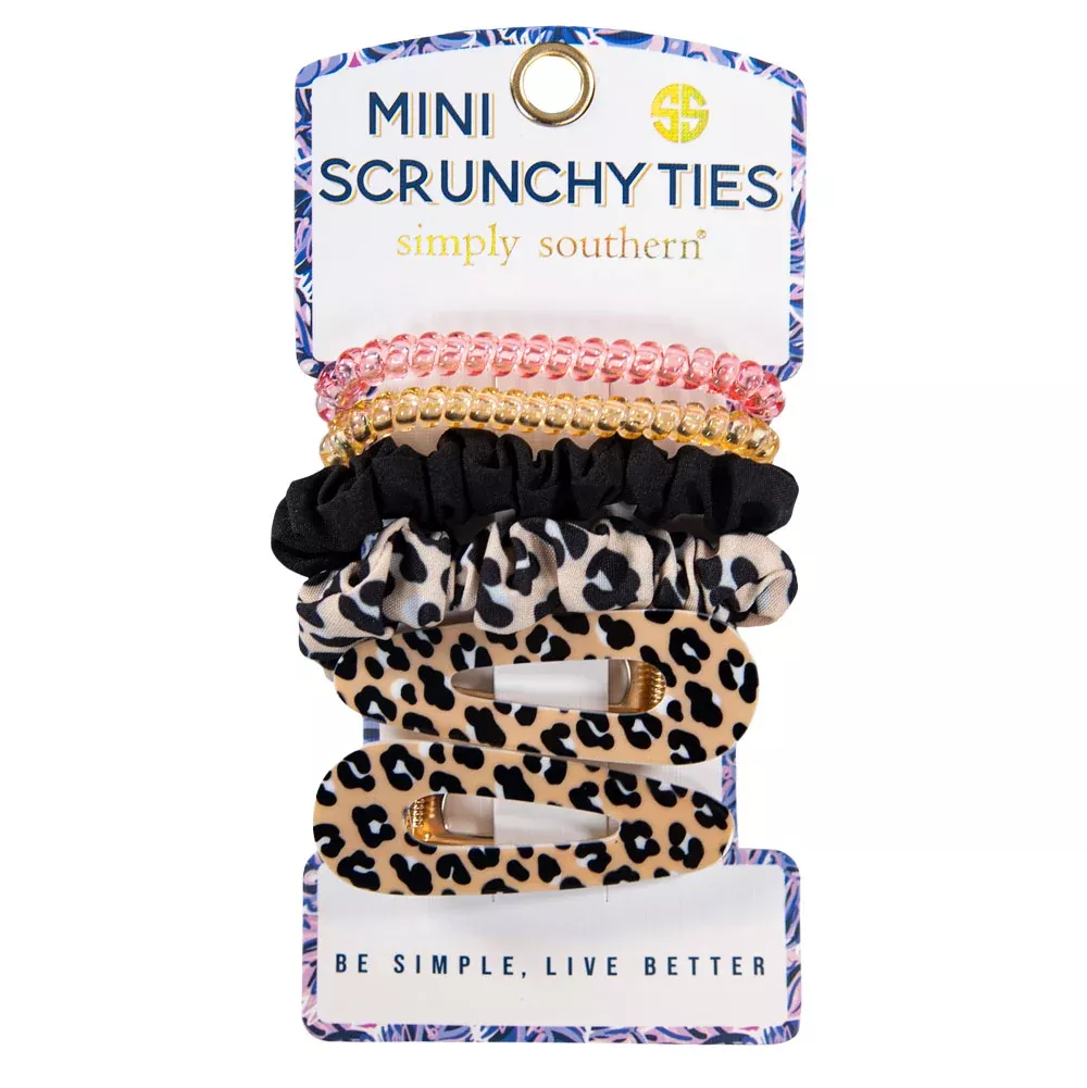 Simply Southern, Mini Scrunchy Tie Set, Leopard