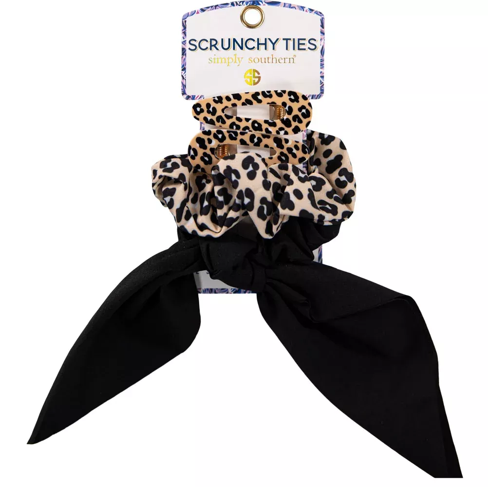 Simply Southern, Scrunchy Tie Set, Leopard