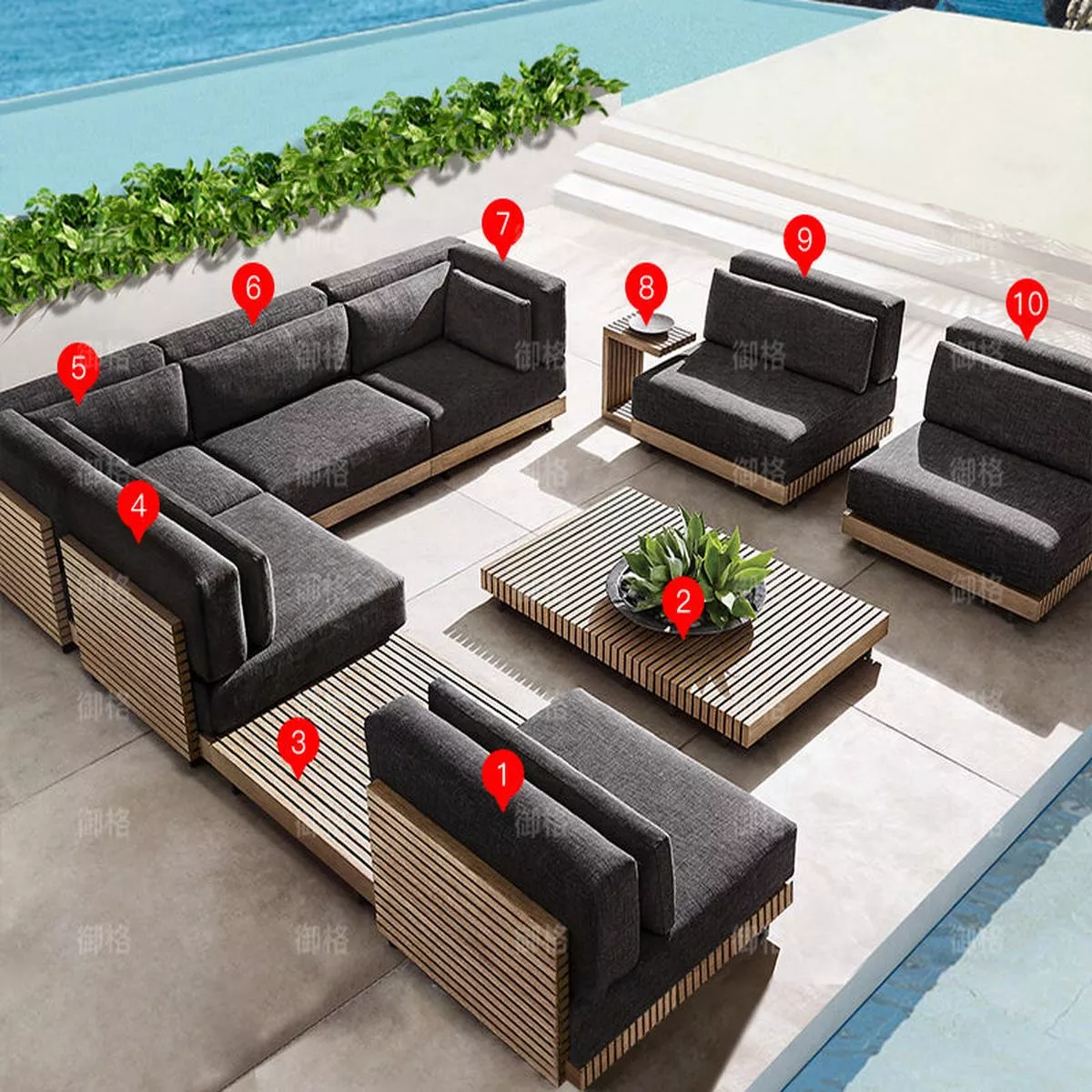 Solid Wood Sofa Set – Ten-piece set