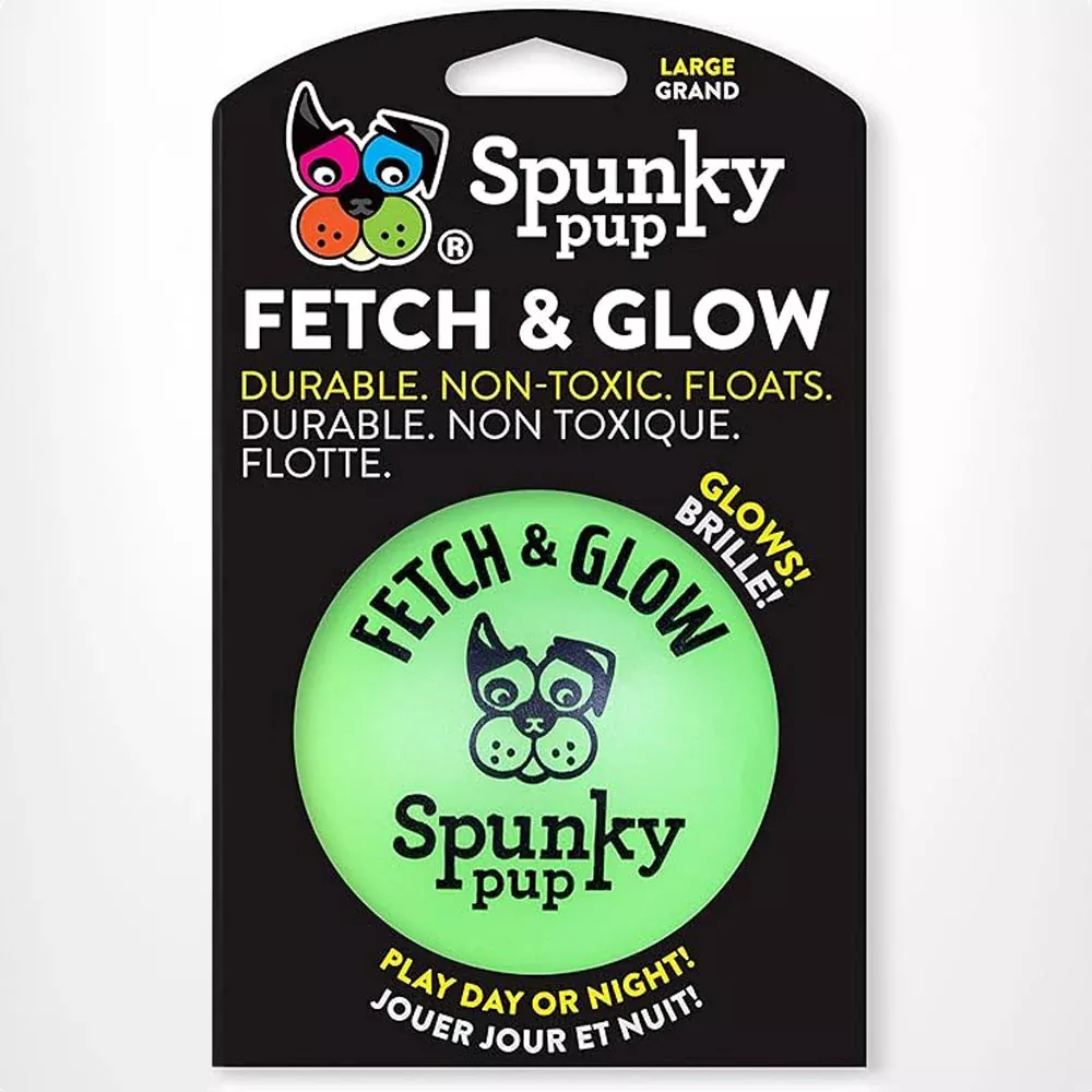 Spunky Pup, Fetch & Glow Ball 2pk Small, Assorted Colors