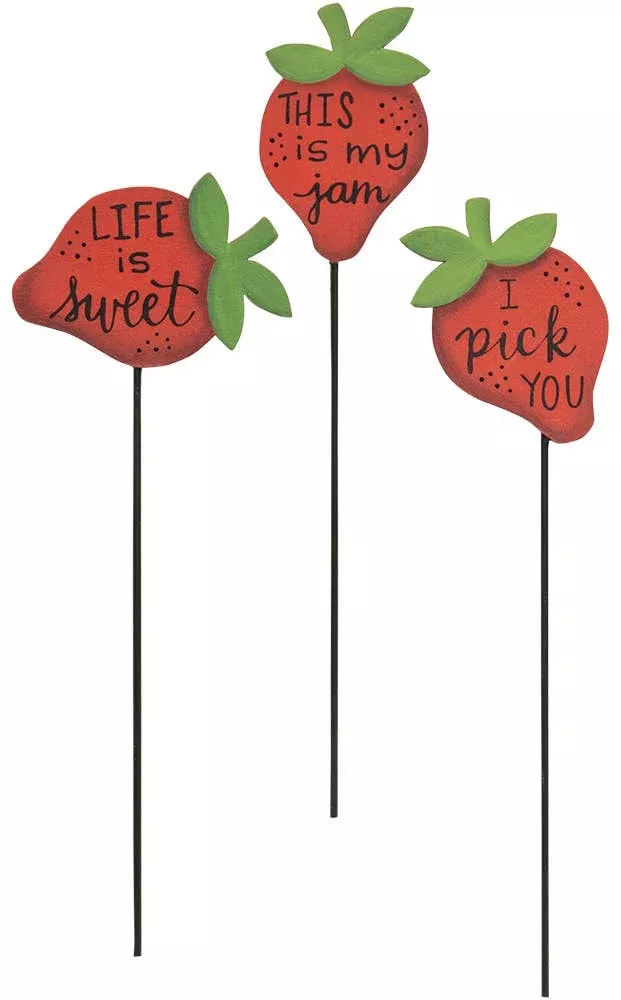 Strawberry Plant Poke, 3 Assorted