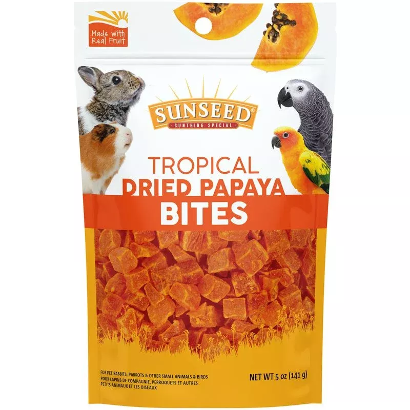 Sunseed Tropical Dried Papaya Bites for Small Animals & Pet Birds, 5 oz