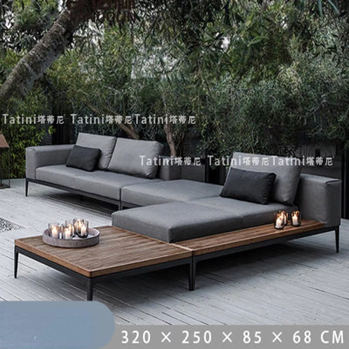 Teak Sofa and Coffee Table Set – Combination | L-shaped sofa (320*250*85 * H68CM)