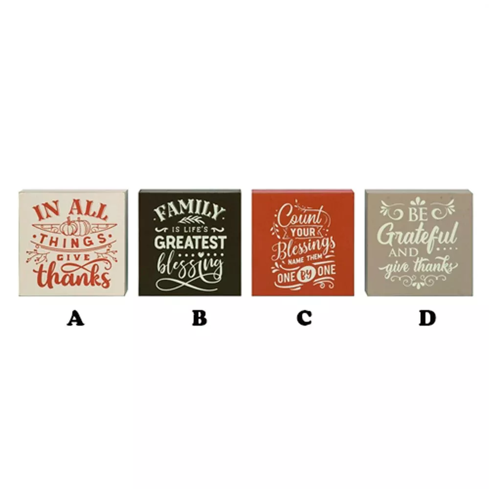 Transpac, Blessing Block Décor, Assorted, Sold Separately, MDF, 5"H