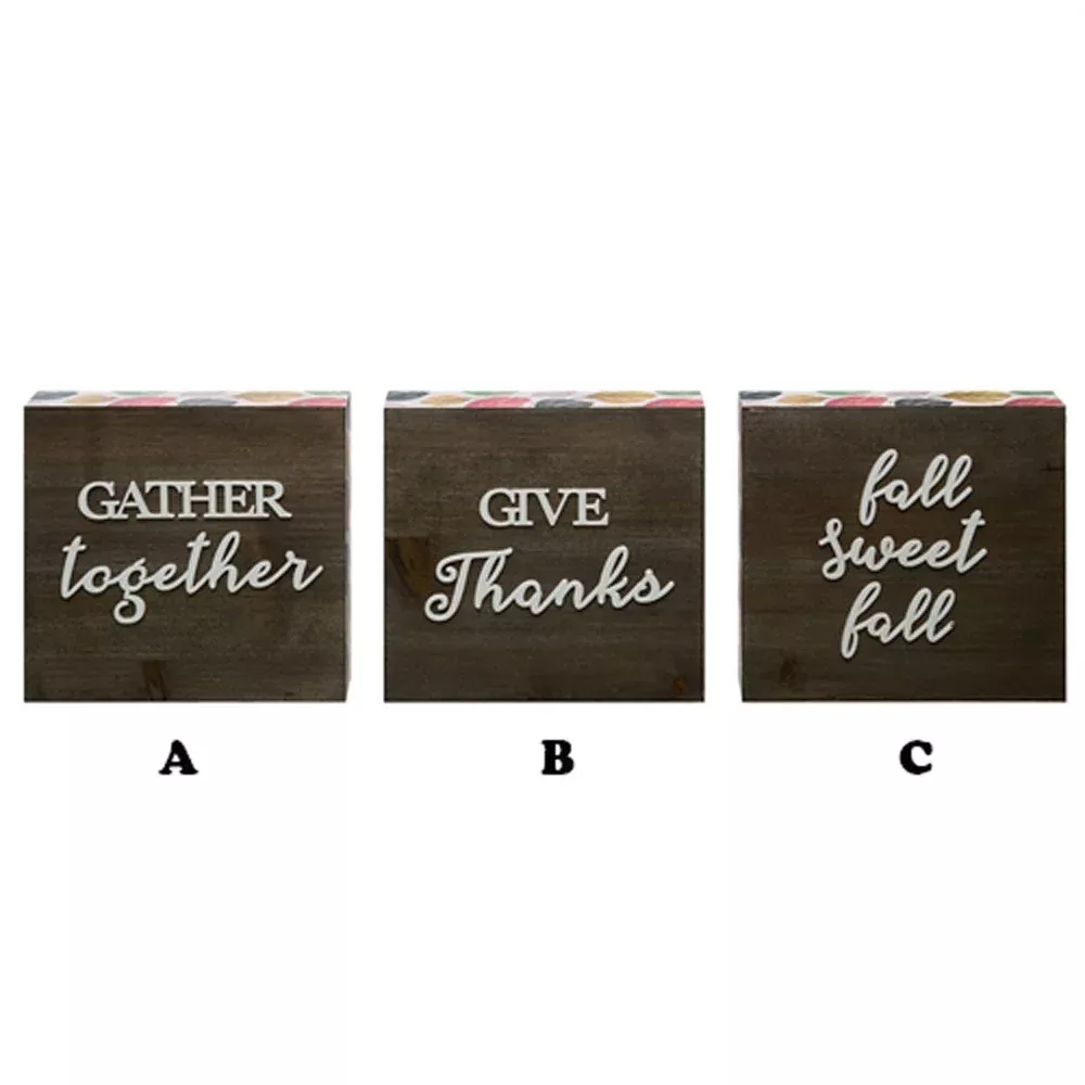 Transpac, Fall Block Décor, Assorted, Sold Separately, MDF, 8"H