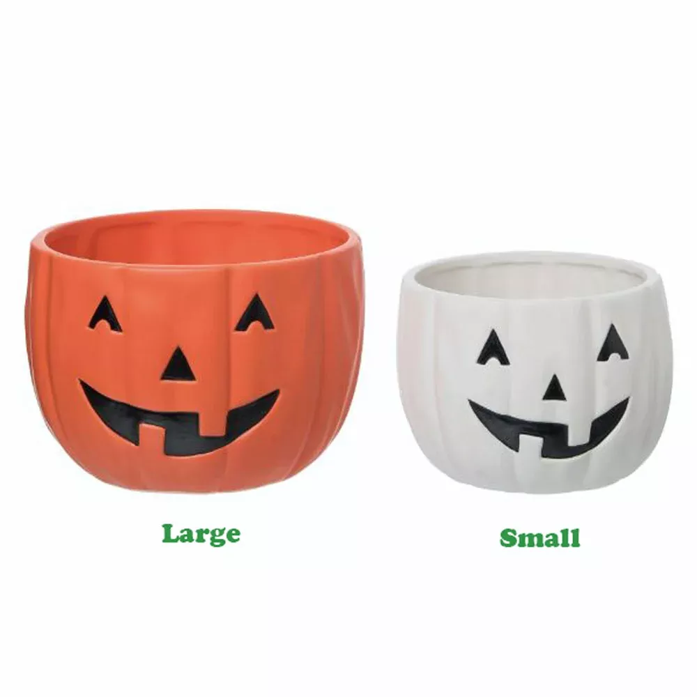 Transpac, Jack-O-Lantern Ceramic Bowls, Assorted Sizes