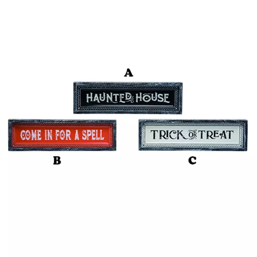 Transpac, Tin Framed Halloween Décor, Assorted, Sold Separately, Orange/Black/White, Tin, 19"L