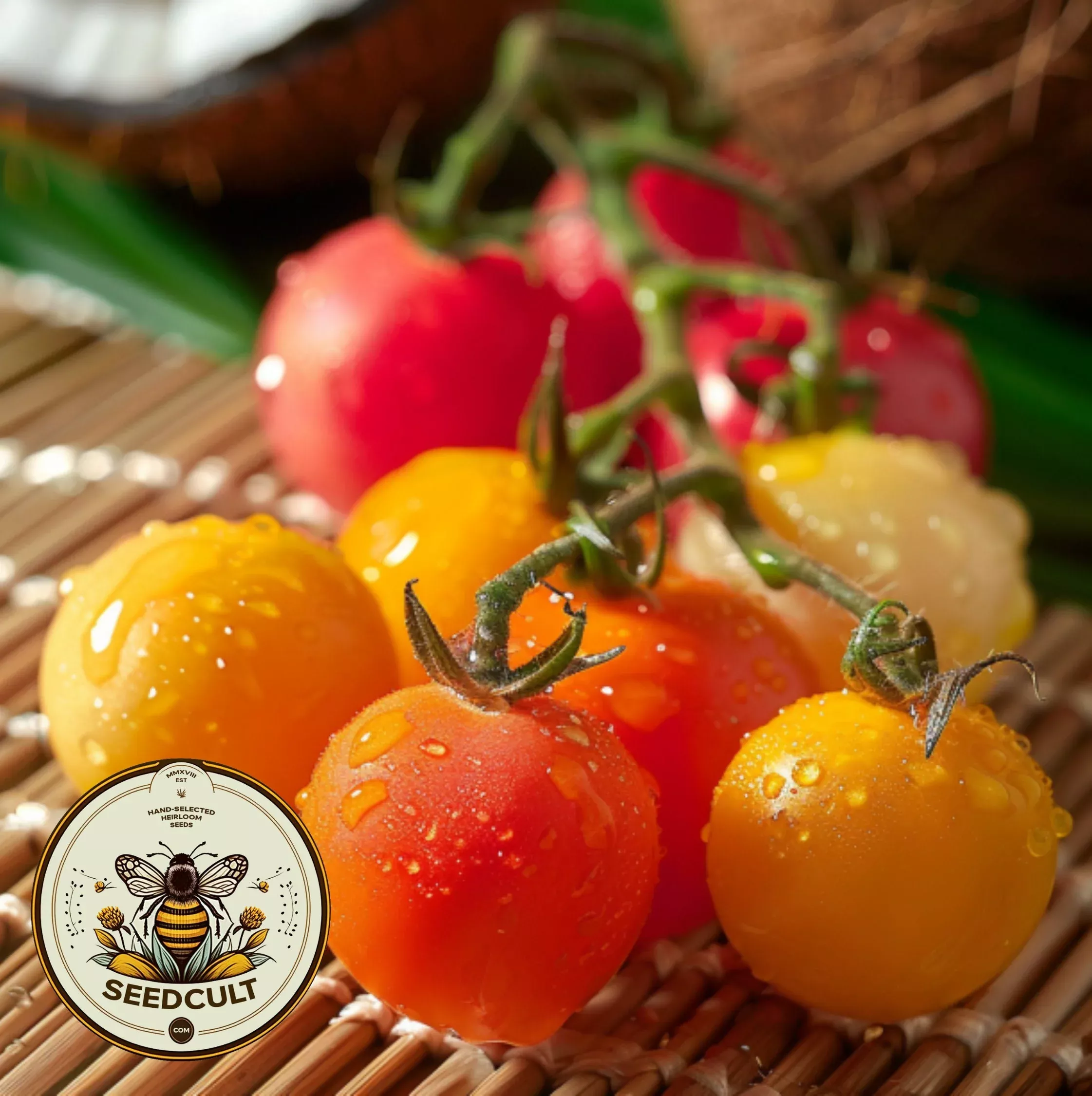 Tropical Sunset Tomato Seeds, Organic Cherry Tomato, Solanum Lycopersicum LY3320