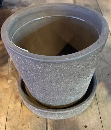 Unglazed Flower Pot & Saucer - Large - Brown (PP013&PP017)
