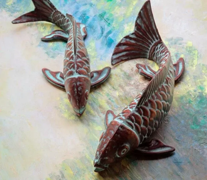 Verdigris Swimming Koi
