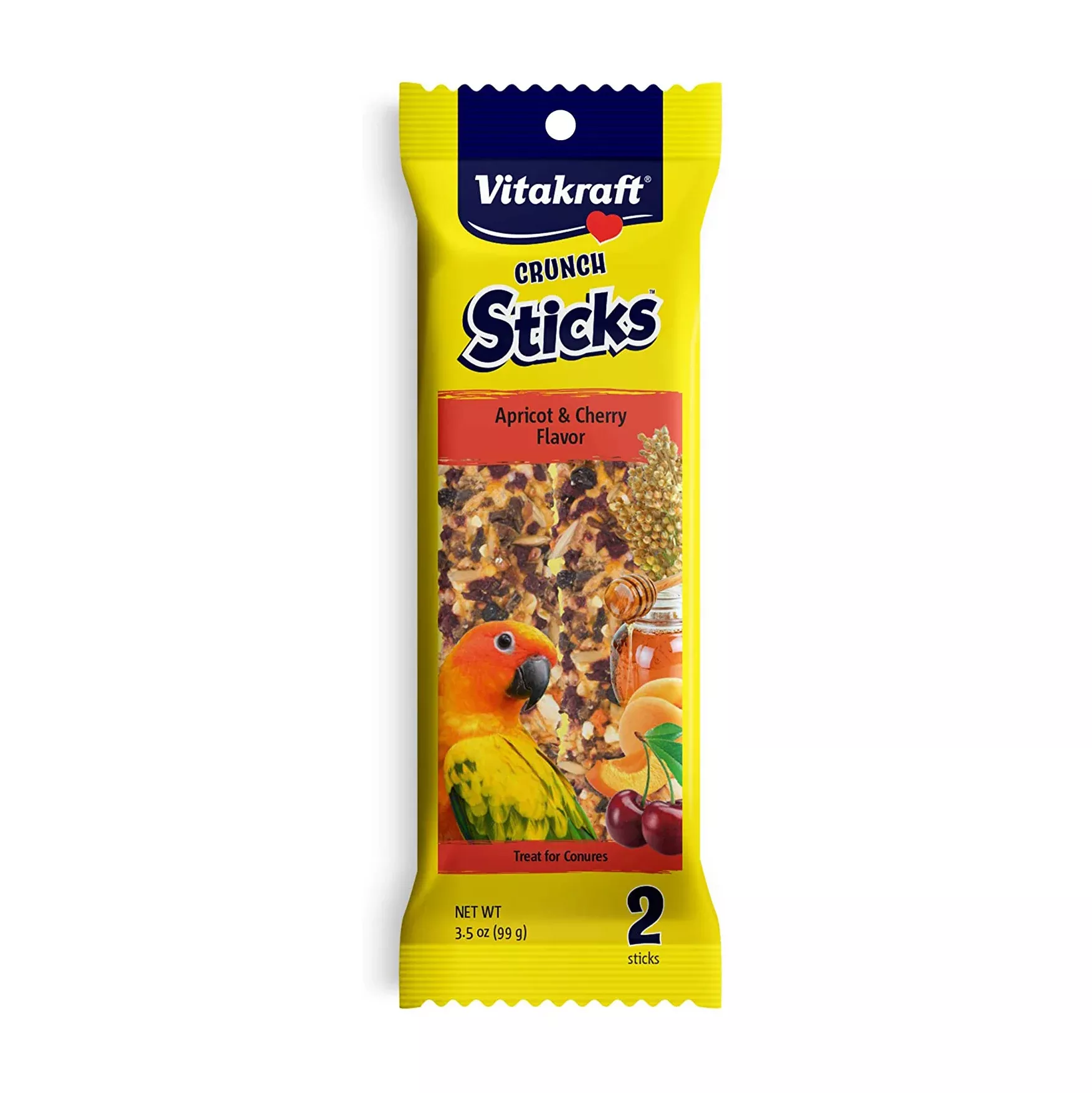 Vitakraft Conure Treat Sticks, Apricot & Cherry, 3.5 oz
