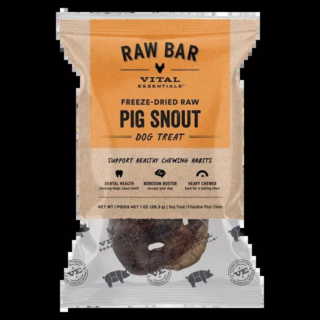 Vital Essentials Freeze-Dried Raw Bar Pig Snouts Single Ingredient Dog Chews