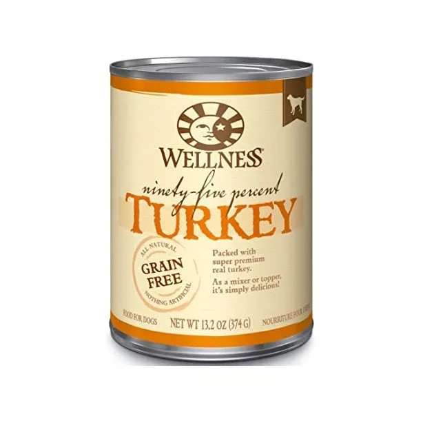 Wellness, 95 Percent Turkey Grain-Free Recipe, Canned Dog Food, 13 oz